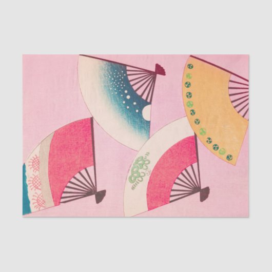 ピンクのヴィンテージ日本のレトロパターン 薄葉紙 (正面)