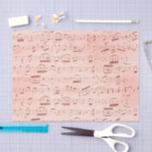 ピンクのヴィンテージ楽譜 薄葉紙 (クラフト)