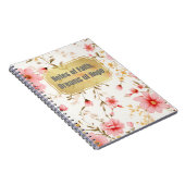 .ピンクのヴィンテージ花のパターンに厳然と引用文 ノートブック (右側)