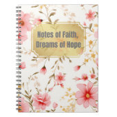 .ピンクのヴィンテージ花のパターンに厳然と引用文 ノートブック (正面)