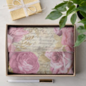 ピンクのヴィンテージ花ティッシュペーパー 薄葉紙 (ギフト)