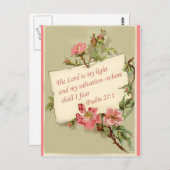 ピンクのヴィンテージ花聖書の詩はがき ポストカード (正面/裏面)