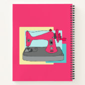 ピンクのヴィンテージ裁縫マシンを実行するリスト、あなたの名前 ノートブック (裏面)