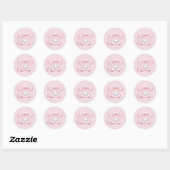 ピンクのヴィンテージ電話絵文字アート ラウンドシール (シート)