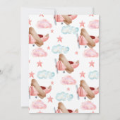 ピンクのヴィンテージ飛行機女の子の赤ちゃんシャワー 招待状 (裏面)