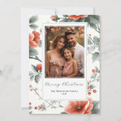 ピンクのヴィンテージ フラワー フラット ホリデー カード (写真付き) (正面)