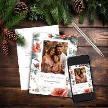 ピンクのヴィンテージ フラワー フラット ホリデー カード (写真付き)