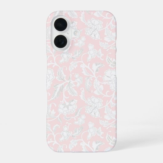 ピンクのヴィンテージ フラワー iPhone 16 ケース (裏面)