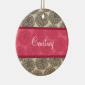 ピンクのヴィンテージ《植物》百日草オーナメント セラミックオーナメント (右)