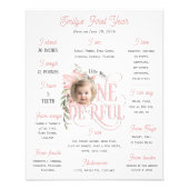 ピンクの一歳の誕生日Onederful写真エレガントミレストン フォトプリント (正面)