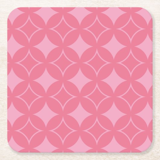 ピンクの七宝パターン スクエアペーパーコースター (正面)