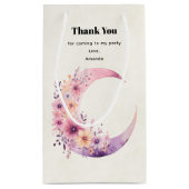 ピンクの三日月と花かわいらしありがとう スモールペーパーバッグ (裏面)