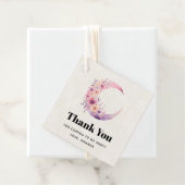 ピンクの三日月と花かわいらしありがとう フェイバータグ (インサイチュ)