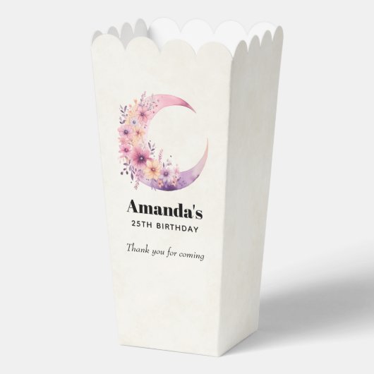 ピンクの三日月と花かわいらしありがとう フェイバーボックス (裏面)