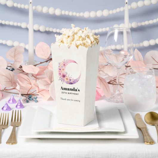 ピンクの三日月と花かわいらしありがとう フェイバーボックス (ウェディング)