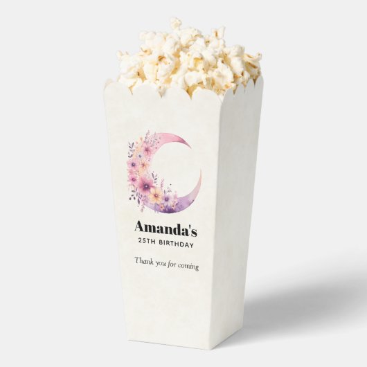 ピンクの三日月と花かわいらしありがとう フェイバーボックス (はじけた状態)