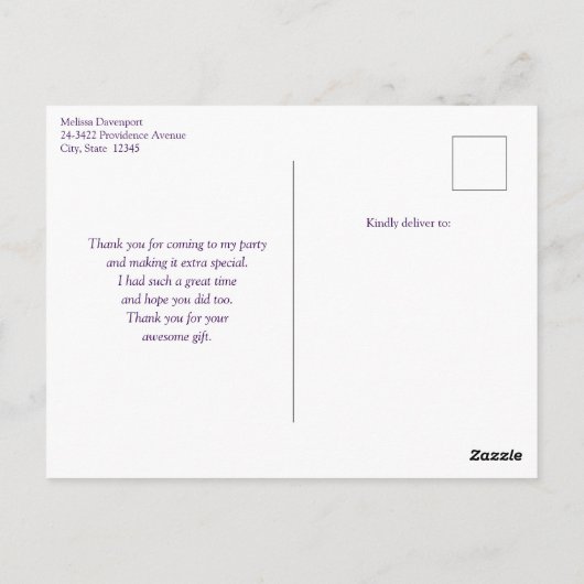 ピンクの三日月と花かわいらしありがとう ポストカード (裏面)