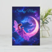 ピンクの三日月のおとぎ話の星空のアート 案内状 (スタンド正面)