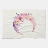 ピンクの三日月(花かわいらし付き) キッチンタオル (横)