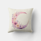 ピンクの三日月(花かわいらし付き) クッション (裏面)