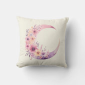 ピンクの三日月(花かわいらし付き) クッション (正面)