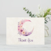 ピンクの三日月(花かわいらし付き) サンキューカード (スタンド正面)
