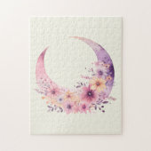 ピンクの三日月(花かわいらし付き) ジグソーパズル (縦)
