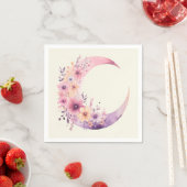 ピンクの三日月(花かわいらし付き) スタンダードカクテルナプキン (インサイチュ)