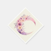 ピンクの三日月(花かわいらし付き) スタンダードカクテルナプキン (角)