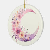 ピンクの三日月(花かわいらし付き) セラミックオーナメント (左)