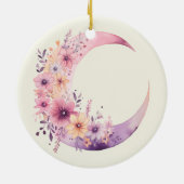 ピンクの三日月(花かわいらし付き) セラミックオーナメント (裏面)