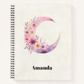 ピンクの三日月(花かわいらし付き) ノートブック (正面)