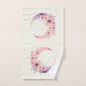 ピンクの三日月(花かわいらし付き) バスタオルセット (ハンドタオル)