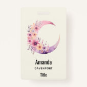 ピンクの三日月(花かわいらし付き) バッジ (裏面)