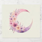 ピンクの三日月(花かわいらし付き) ビールラベル (シングルラベル)