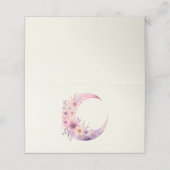 ピンクの三日月(花かわいらし付き) プレイスカード (外部開封)