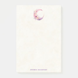 ピンクの三日月(花かわいらし付き) ポストイット