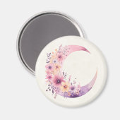 ピンクの三日月(花かわいらし付き) マグネット (正面/裏面)