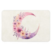 ピンクの三日月(花かわいらし付き) マグネット (横)