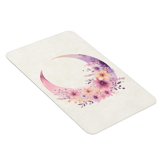 ピンクの三日月(花かわいらし付き) マグネット (右側)