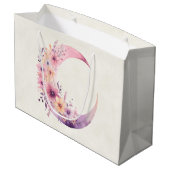 ピンクの三日月(花かわいらし付き) ラージペーパーバッグ (裏面アングル)