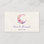 ピンクの三日月(花かわいらし付き) 名刺 (正面)