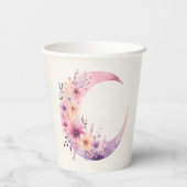 ピンクの三日月(花かわいらし付き) 紙コップ (裏面)