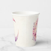 ピンクの三日月(花かわいらし付き) 紙コップ (右)