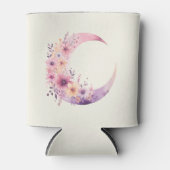 ピンクの三日月(花かわいらし付き) 缶クーラー (正面)
