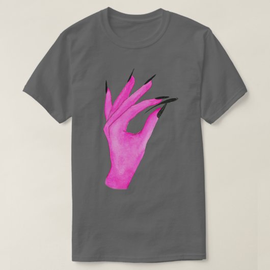 ピンクの三毛の手まつ毛 Tシャツ (デザイン正面)