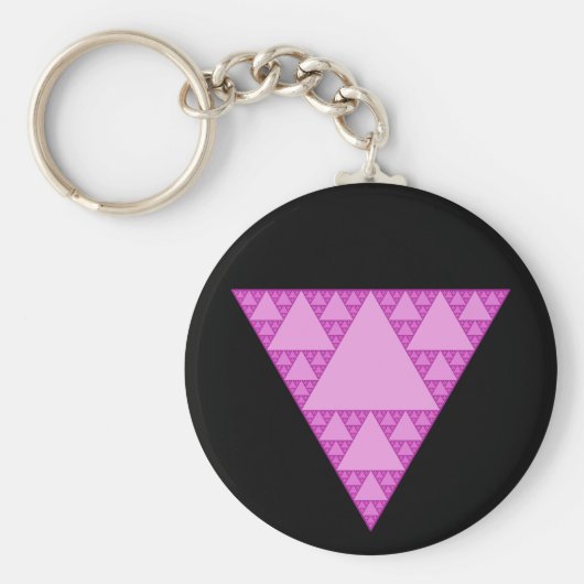 ピンクの三角形としてのシルバースキーLGBTQ+ キーホルダー (正面)