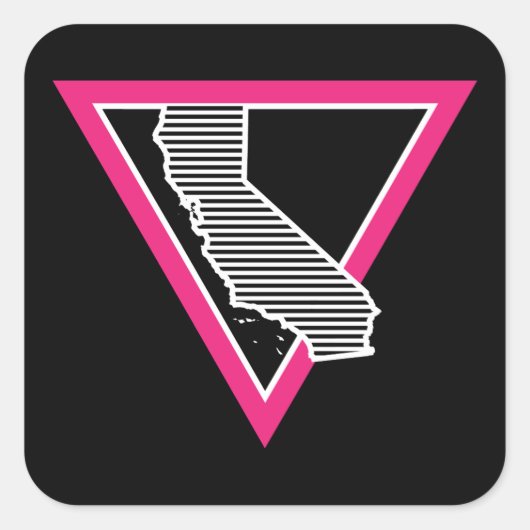ピンクの三角形のカリフォルニアストライプ州 スクエアシール (正面)