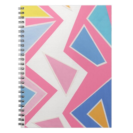 ピンクの三角形のコラージュ ノートブック (正面)