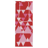 ピンクの三角形パターンの濃淡 ワインギフトバッグ (正面)